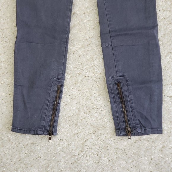 Madewell Jeans Womens 25 Gray Skinny Fatigue Military Moto Ankle Zip - Picture 4 of 14